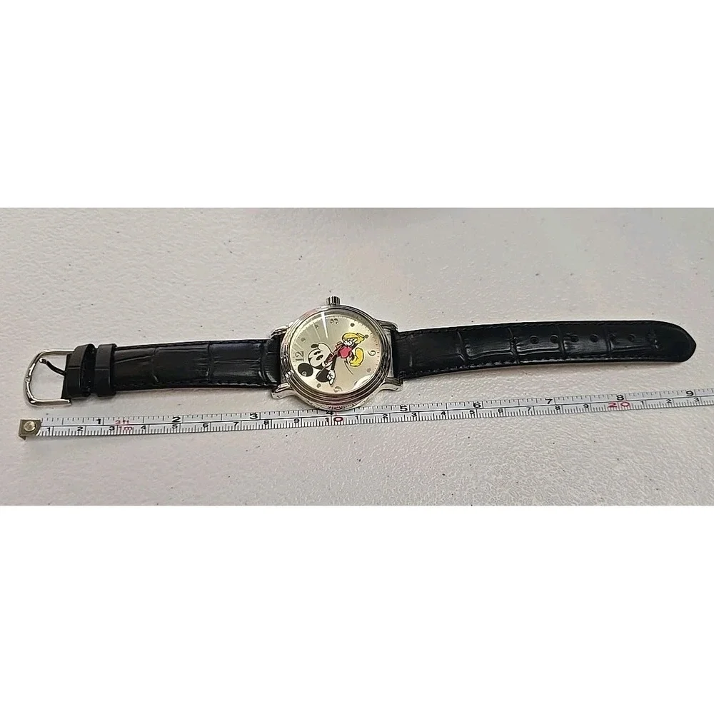 Vintage Disney Mickey Mouse Watch~ewatchfactory~Leather Band~Needs Battery